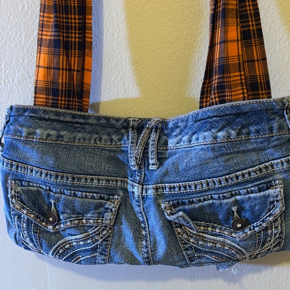 Plaid and Denim Women's Crop Top - Picture 3 of 7